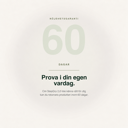 StepDry 2.0 — 60 dagars nöjdhetsgaranti