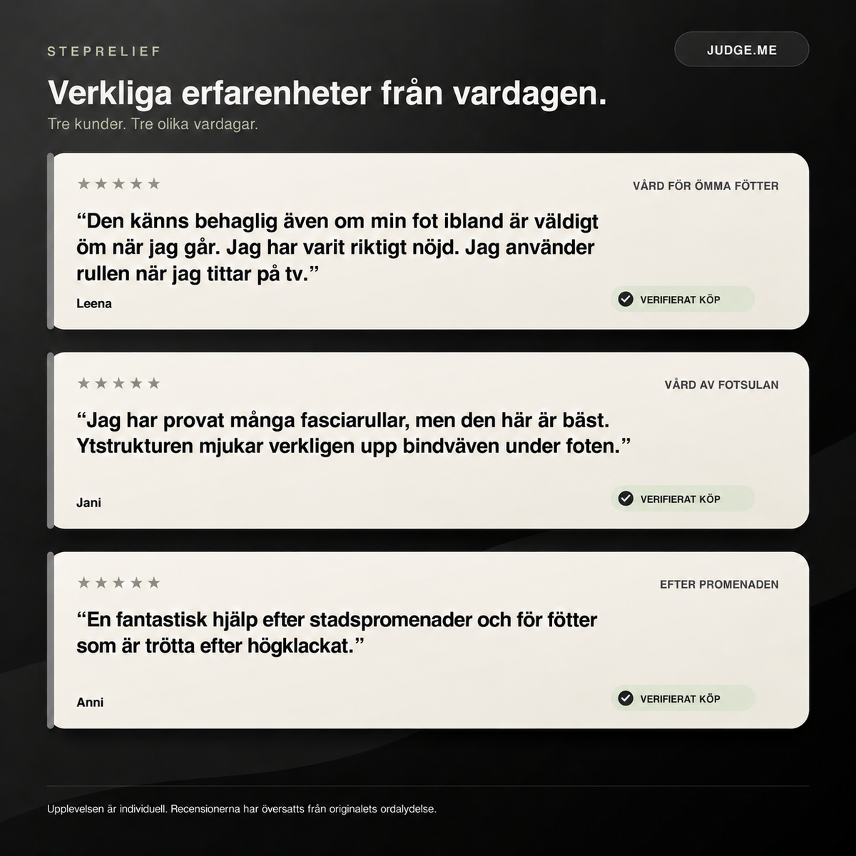 StepRelief — Kundupplevelser