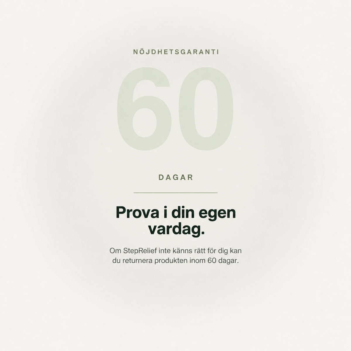 StepRelief — 60 dagars nöjdhetsgaranti
